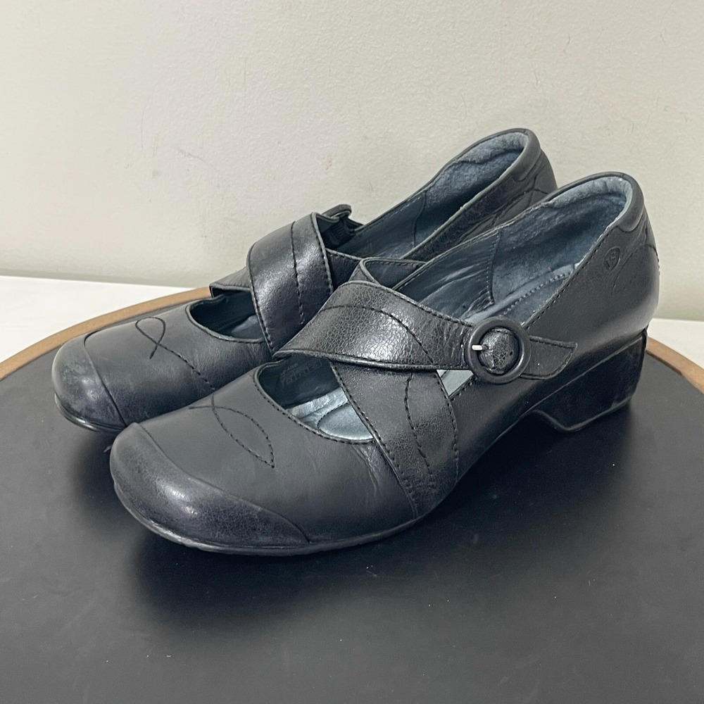 Josef Seibel Mary Jane Shoes Women 38 Leather Crisscross Black Low Heel Workwear - Picture 5 of 16